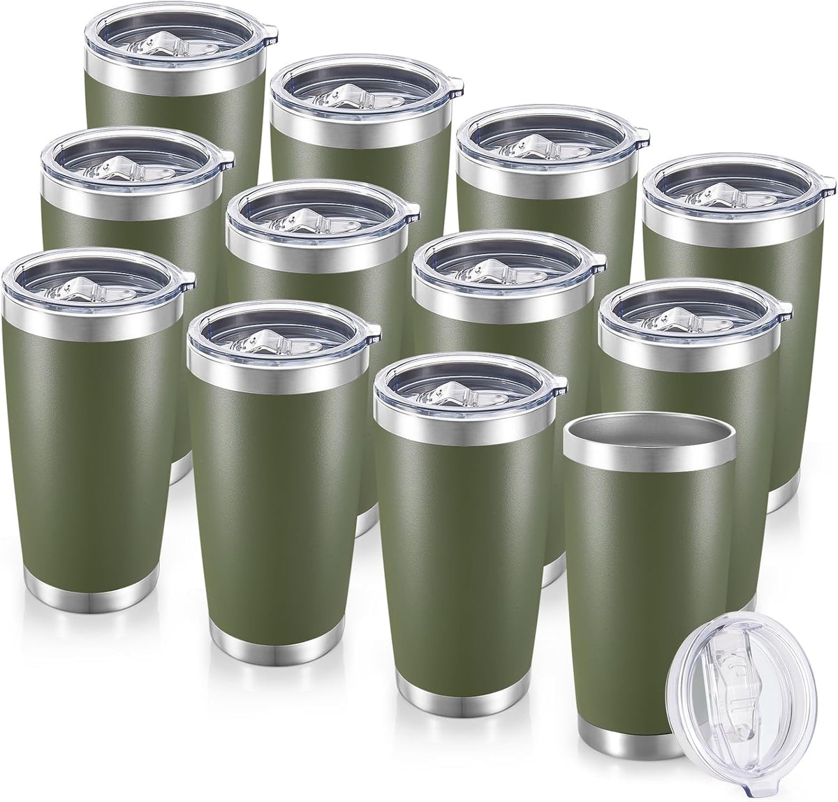 20 oz Tumblers Bulk Stainless Steel Tumbler with Lid, 12 Pack