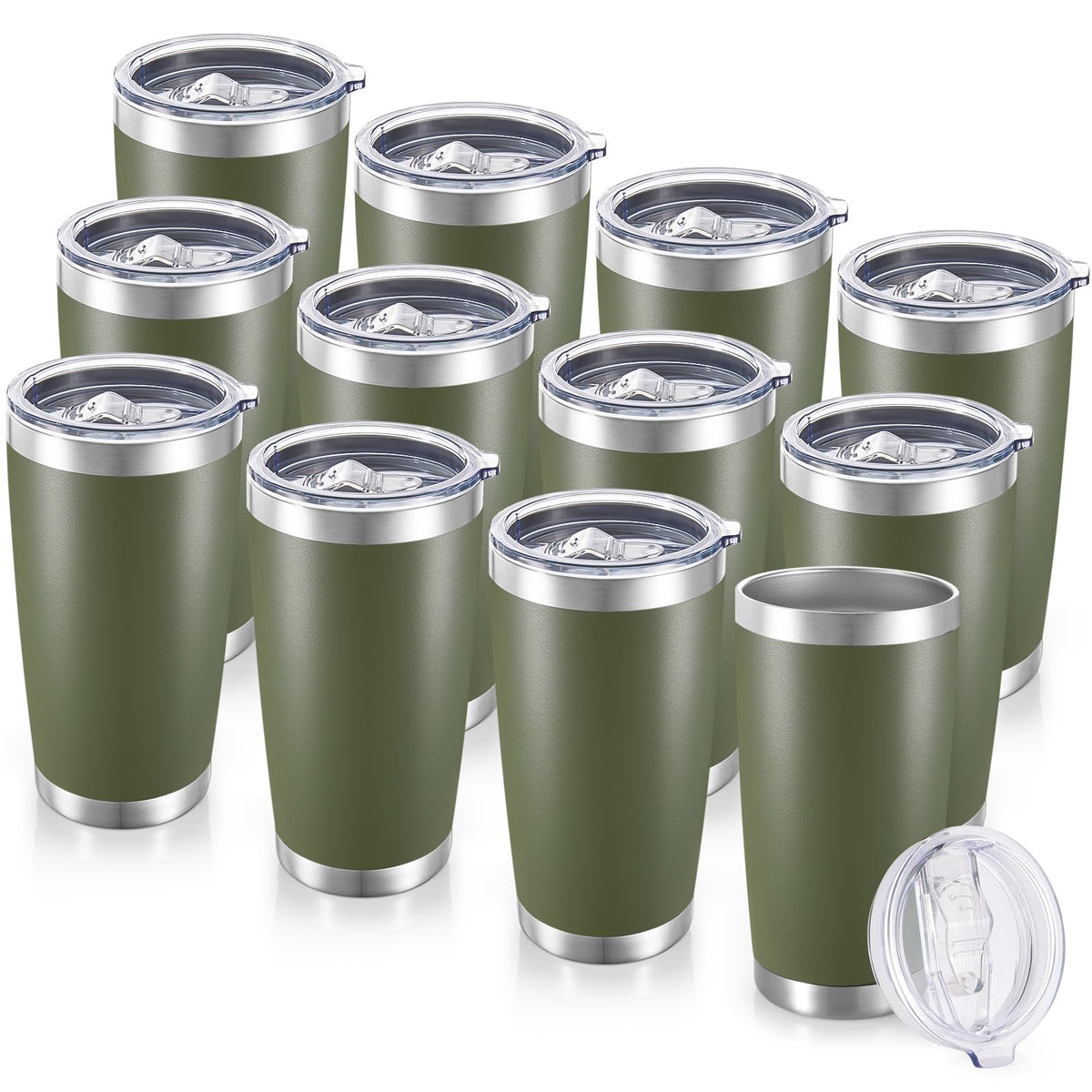 20 oz Tumblers Bulk Stainless Steel Tumbler with Lid, 12 Pack