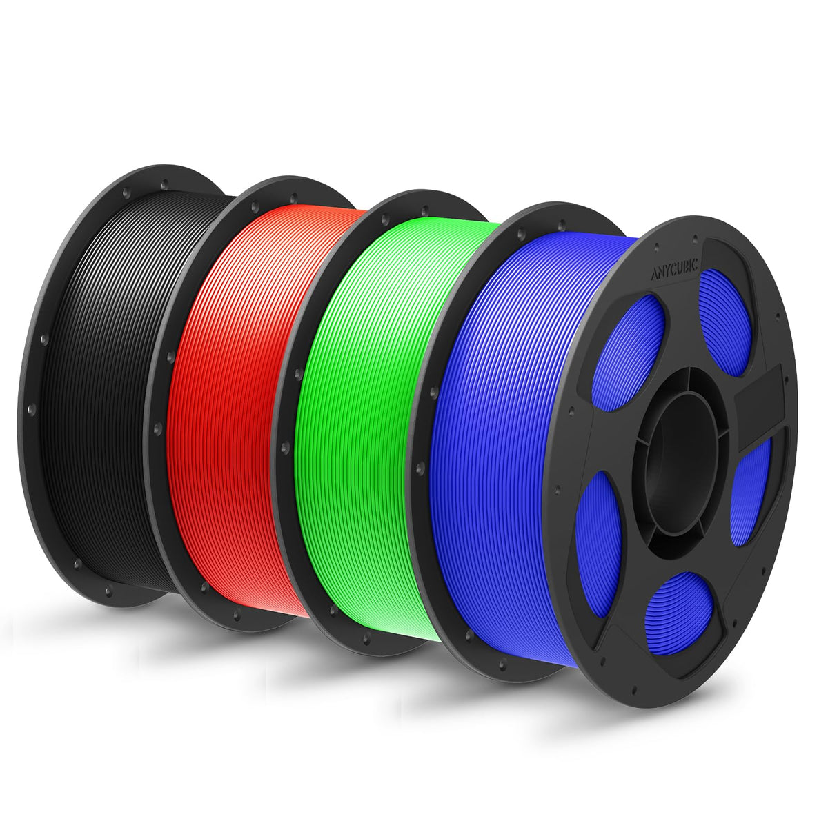 ANYCUBIC PLA Plus (PLA+), 3D Printer Filament 1.75mm Bundle, High Toughness, 1KG Spool, Black, White, Texture Grey, Pink, Red, Blue, Green, Orange, Yellow, Purple, 10KG in Total