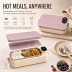 Portable Electric Lunch Box with Self-Heating, 304 SS (Mix, Rechargeable*2)