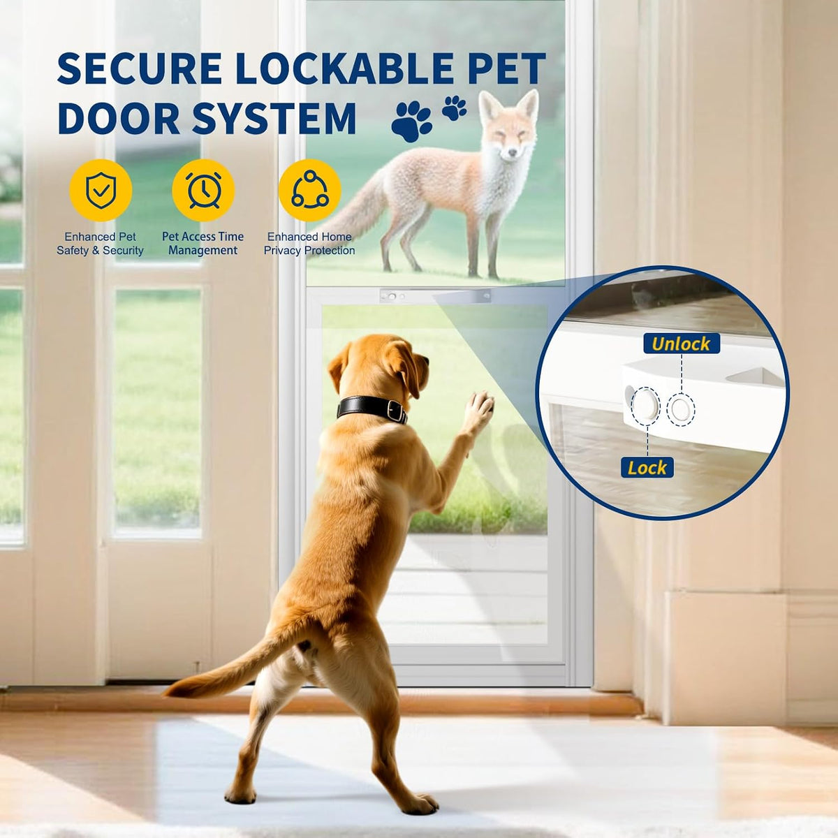 DoCred Dog Door for Sliding Glass Door, 74 13/16" to 80 11/16"