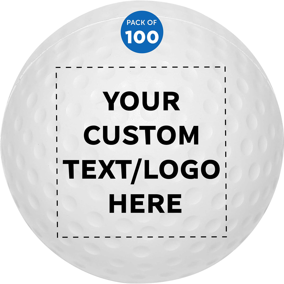DISCOUNT PROMOS Custom Golf Shaped Squeeze Balls Set of 50, Personalized Bulk Pack - Perfect for Promotional Giveaways - White