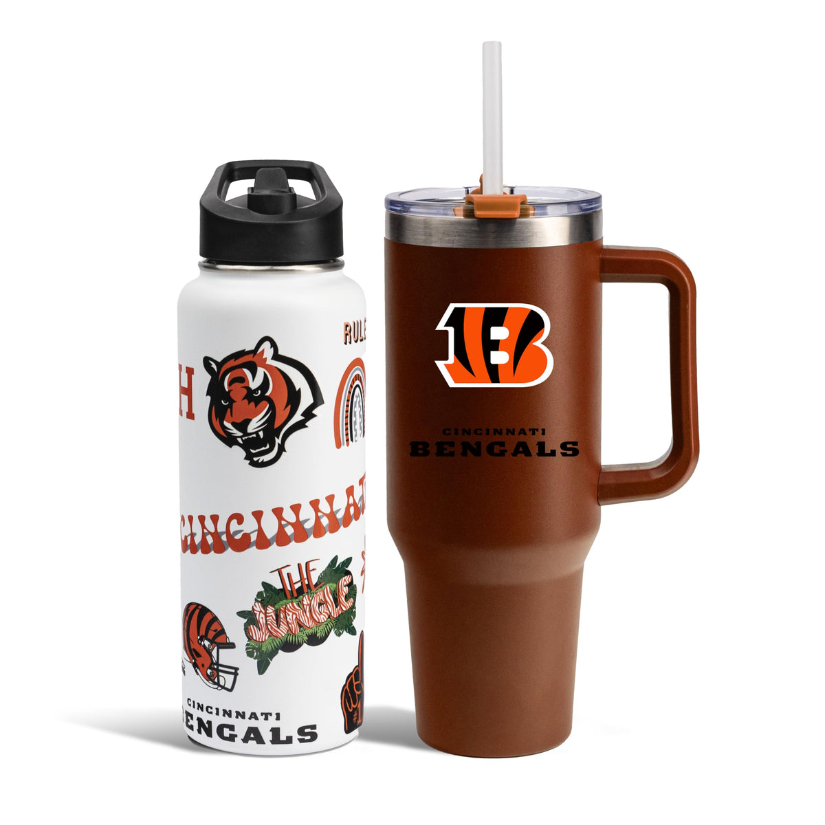 The Memory Company Officially Licensed NFL 2-Pack Stainless Steel Tumbler Set, 34oz Team Spirit Water Bottle & 40oz Game Day Tumbler with Lid and Straw, BPA-Free Materials, Convenient Straw Design