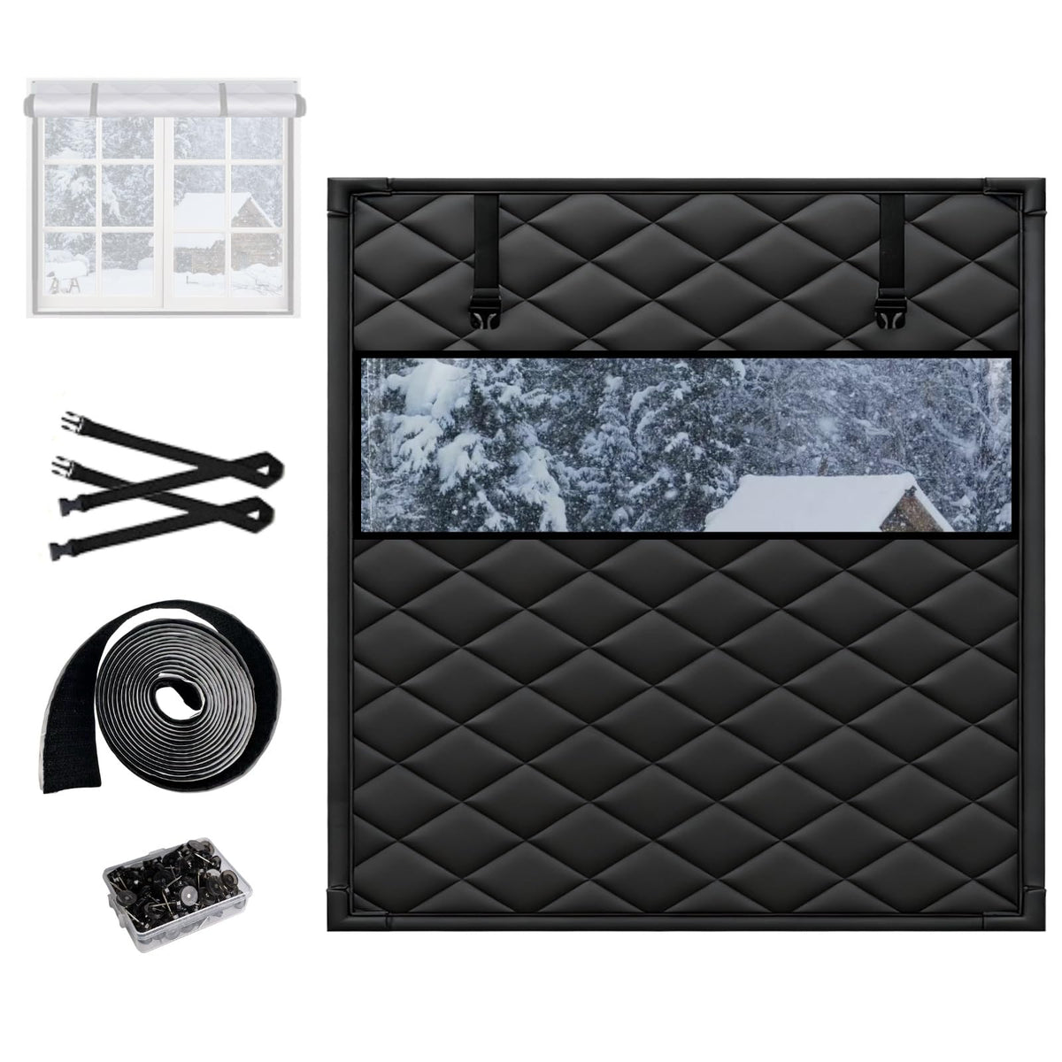 Window Insulation Kit For Window, 3 Laye Thicken Insulated Window Cover, Window Insulation Film With Clear Window, For Winterizing Keeping Home Warm(Brown,75x98in/191x249cm)