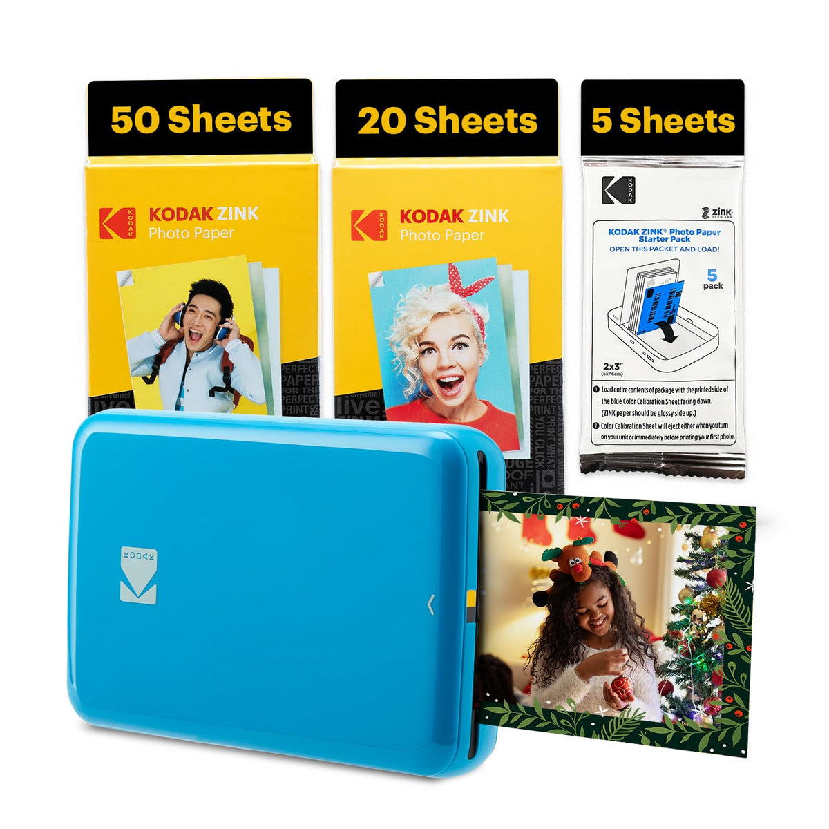 KODAK Step Printer Wireless Mobile Photo Printer with Zink Zero Ink Technology & Kodak App for iOS & Android (White) Gift Bundle