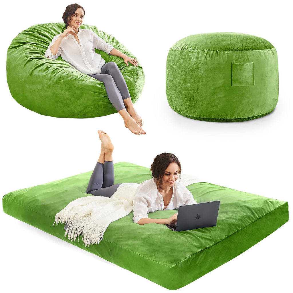 Bean Bag Chairs for Adults - Giant Bean Bag Convertible Floor Sofa