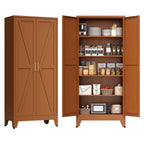 COFaR Home Farmhouse Storage Cabinet with 2 Barn Door, 61" H Metal Cabinet