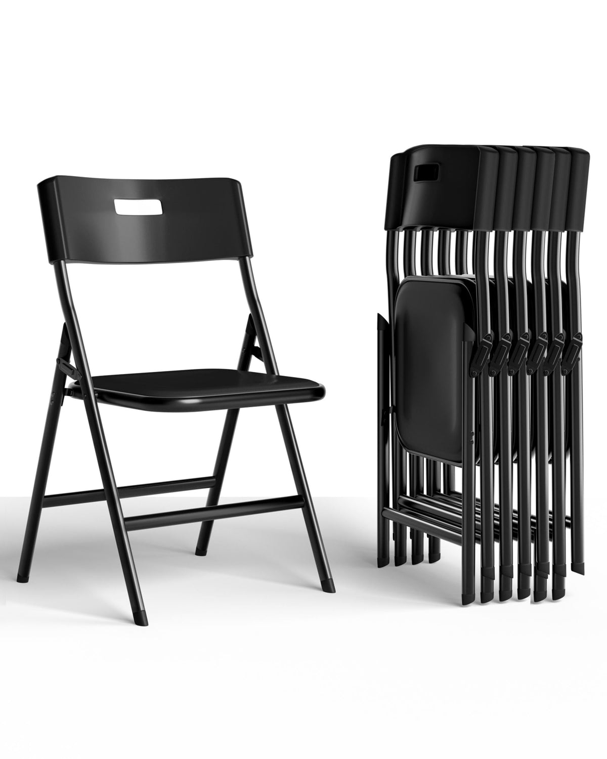 Folding Chairs, 600lbs Capacity, Heavy-Duty Commercial Stackable Plastic Foldable Chairs for Indoor/Outside, Office, Kitchen, Party, Patio(White, 4 Pack)