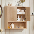 LEYAOYAO 68" Modern Fluted Over The Toilet Storage Cabinet, a Sliding Door