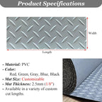 UrbanUp Garage Floor Mat Rubber Diamond Plate Garage Floor Mat, DIY Garage Flooring Roll Flexible, Gym/Camping/Ladder Mats(Red,1.5x2m (4.9 x 6.6ft))