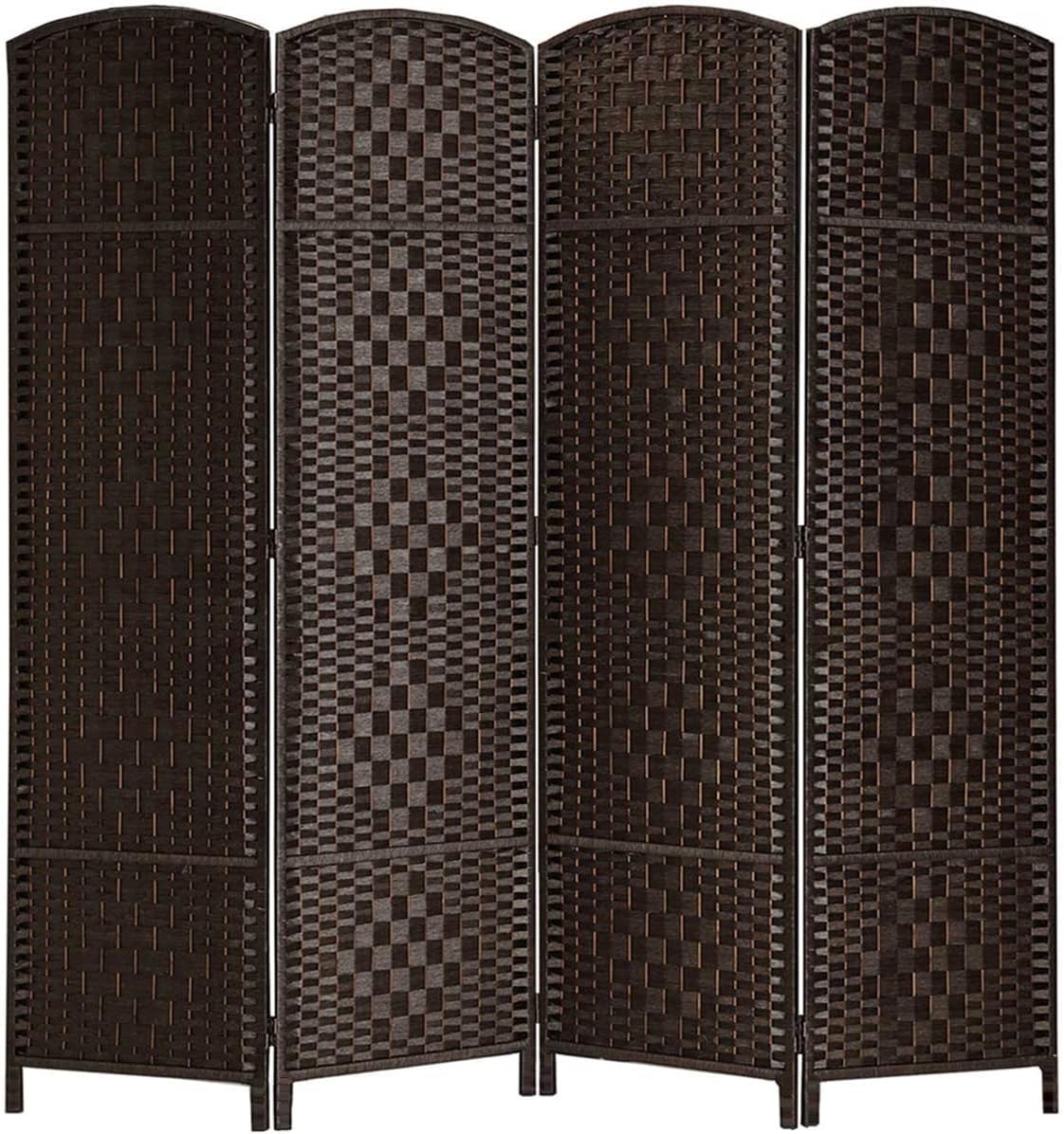 Rose Home Fashion Room Divider, 6 ft Tall Room Dividers and Folding Privacy Screens, 16in Privacy Screen 6 Panel Dark Coffee Space Temporary Wall Foldable Partition Separation