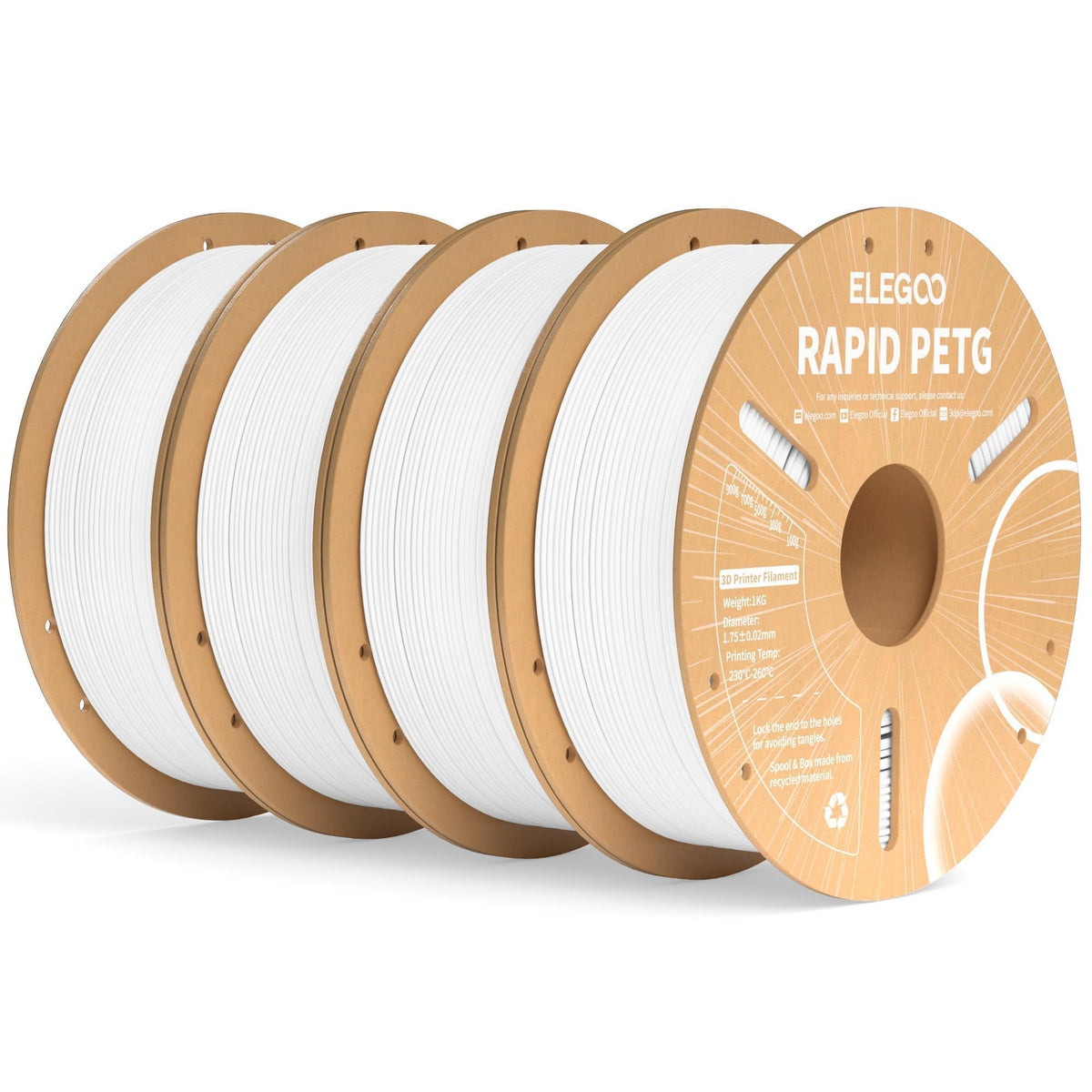 ELEGOO Rapid PETG 3D Printer Filament 1.75mm Black 10KG Bulk