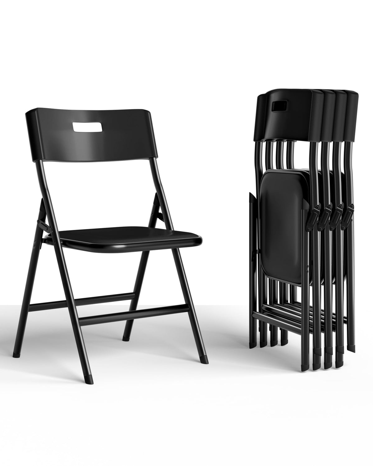 Folding Chairs, 600lbs Capacity, Heavy-Duty Commercial Stackable Plastic Foldable Chairs for Indoor/Outside, Office, Kitchen, Party, Patio(White, 4 Pack)