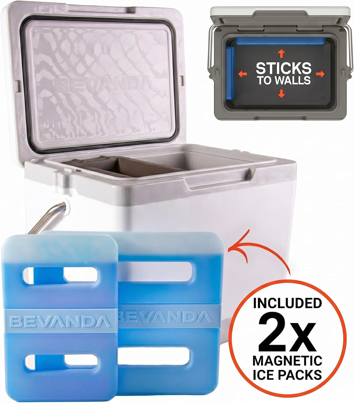 Bevanda - 20qt Verge Insulated Lunch Box - Durable Cooler with Magnetic Ice Packs - Hard Shell Cooler for Jobsite & All Day Temperature Control