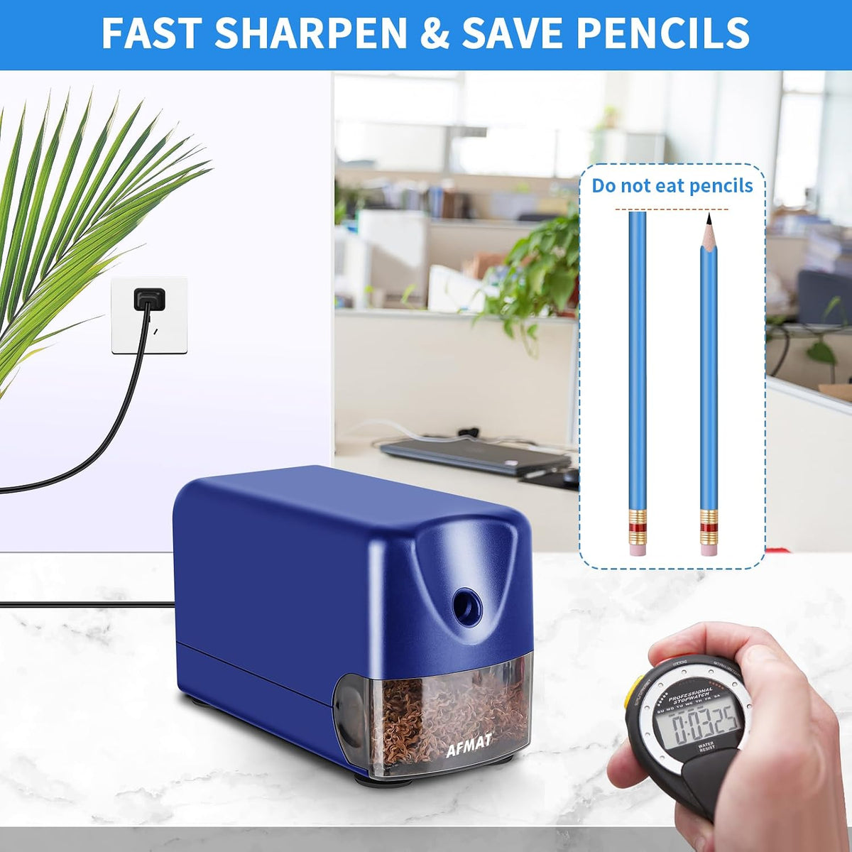 AFMAT Heavy Duty Electric Pencil Sharpener, 2 Pack (Blue + Green)