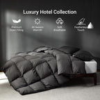 Grey Goose Feather Down Comforter Queen Size, Premium All Season Duvet Insert, 750+ Fill Power 1200TC Cotton Blend Fabric Hotel Style Comforter, 42 Oz Lightweight (90x90, Dark Grey)