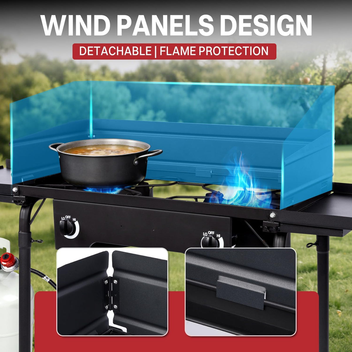 2 Burner Propane Camp Stove | 150,000 BTU | High Pressure Gas Burners