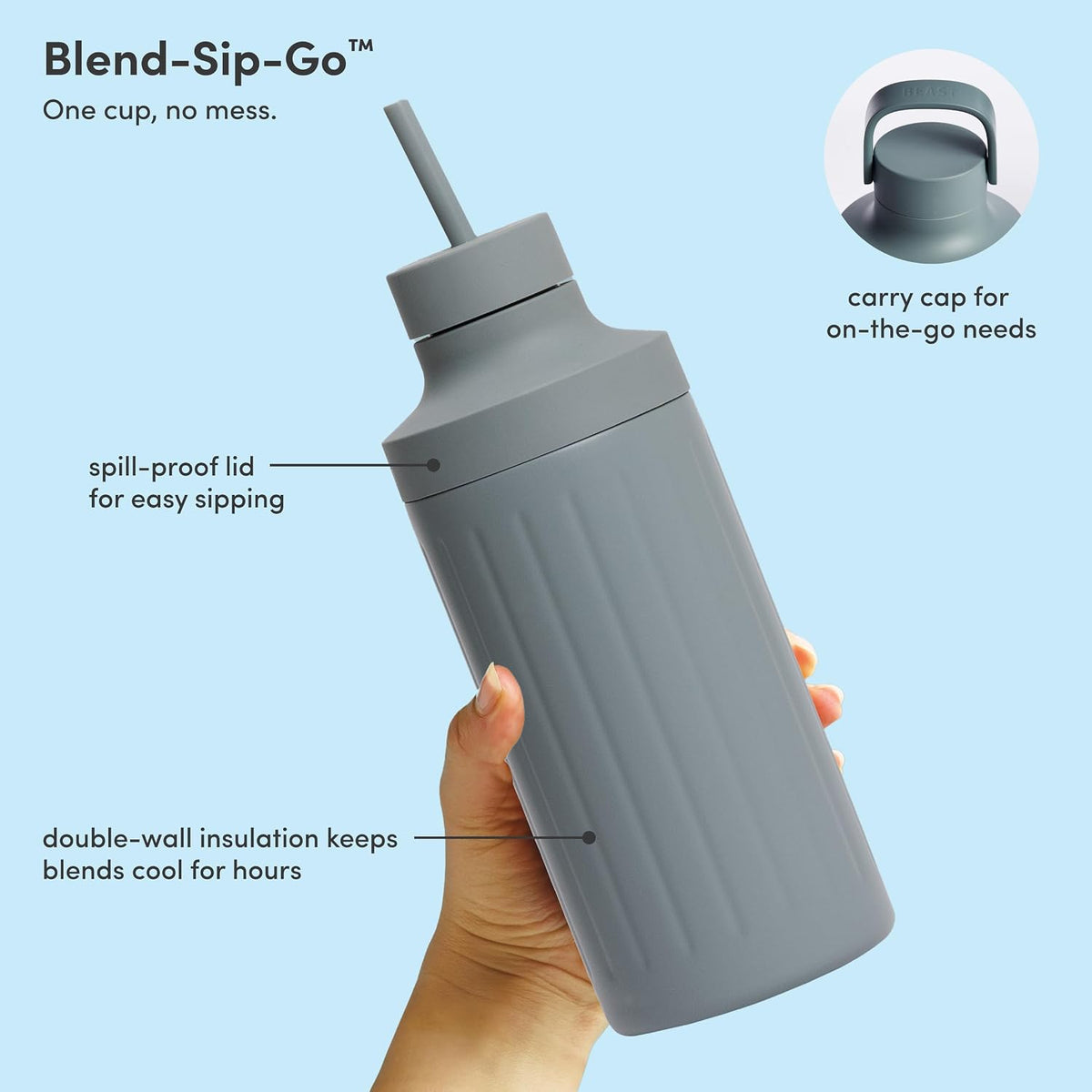 Beast Mini 600 Stainless Steel Countertop Blender, Mist, 600W