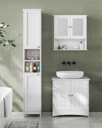VASAGLE Tall Storage Cabinet with Lights, Slim, 11.8" W, Cloud White