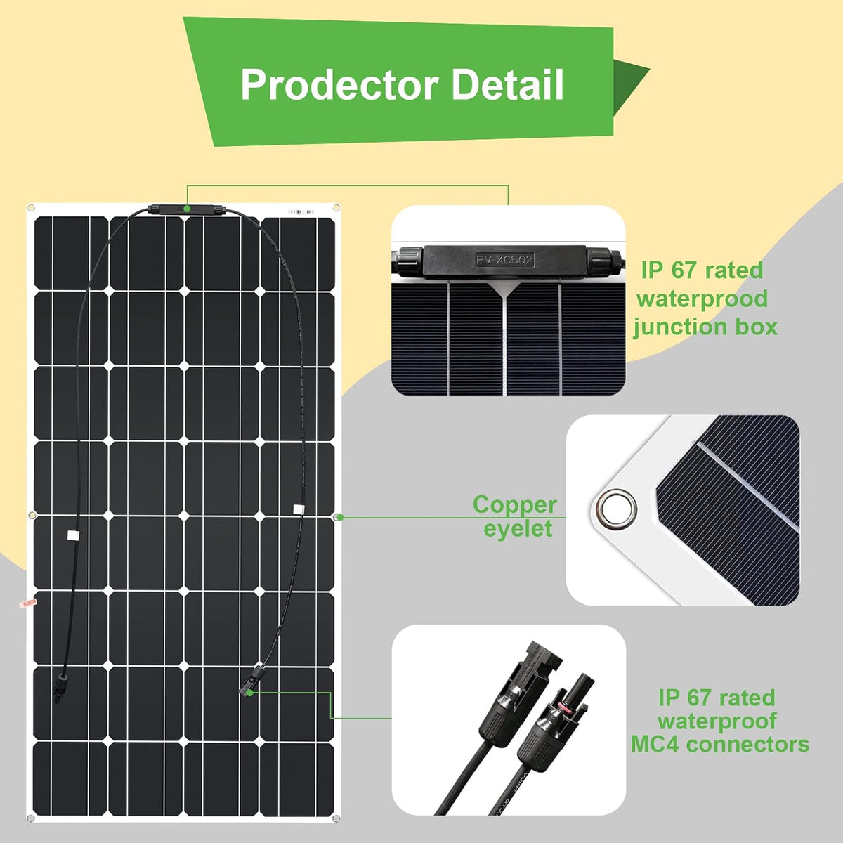 400W Solar Panel Semi Flexible (4pcs 100W) Mono Solar Module for Garden Shed, Camping, Mobile Home, Ideal for 12v Car Battery