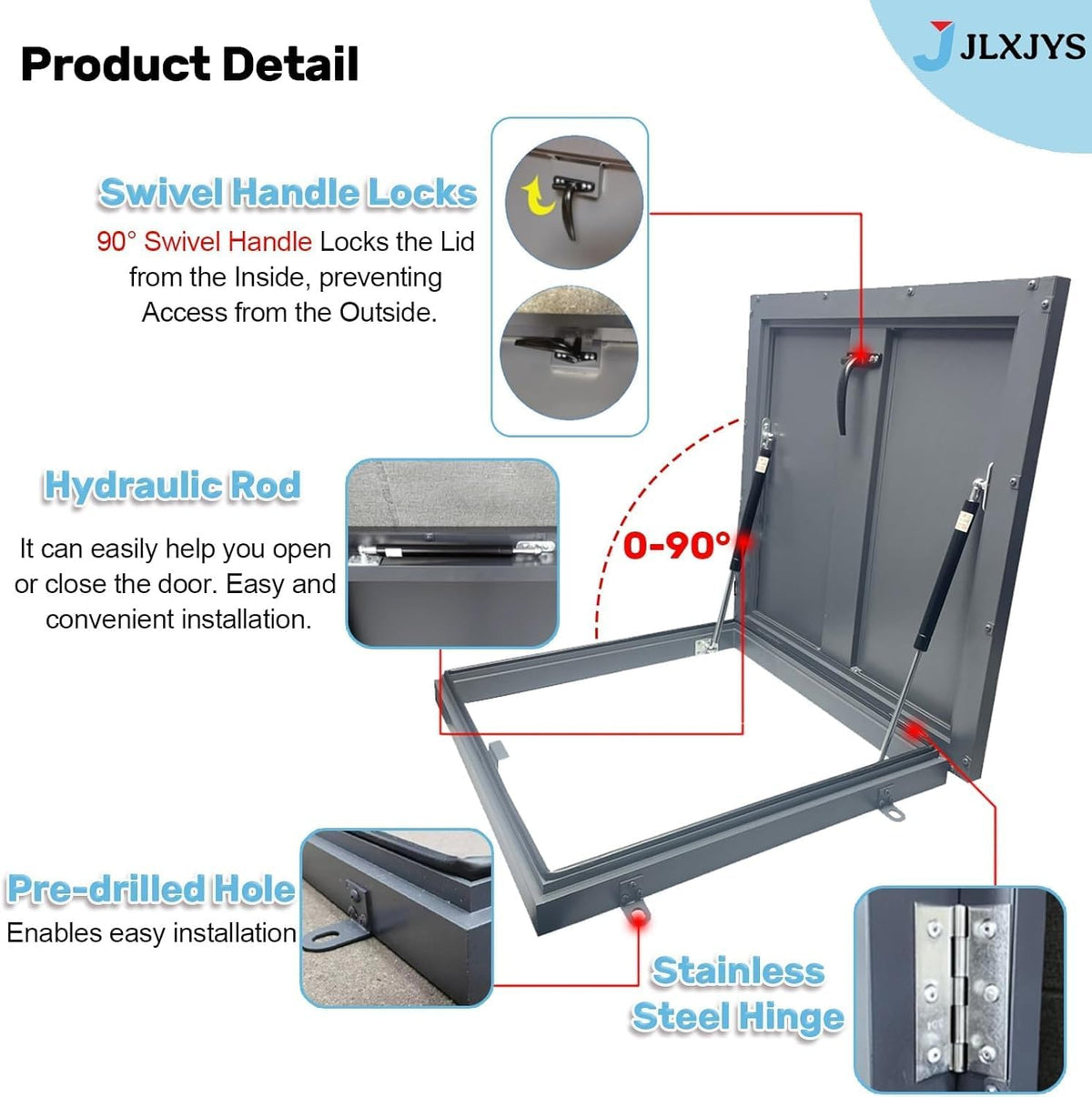Dark Gray Manhole Cover Inspection Well Covers 20" 22 24 26 28 30 32 34 36 38 40 Inch, Basement Access Lid Weatherproof Roof Hatch Cover, Rainproof Leakproof Roof Exit Lid(20"x22")