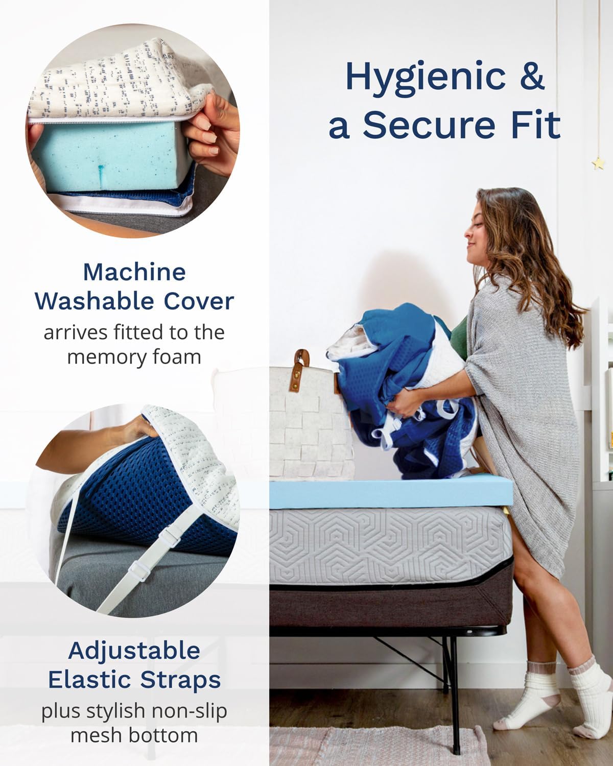 Viscosoft 3 Inch Memory Foam Mattress Topper Full XL - Pressure Relief