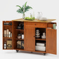 Ahomly Rolling Kitchen Island with Storage, Drop Leaf and Drawer, White
