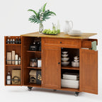 Ahomly Rolling Kitchen Island with Storage, Drop Leaf and Drawer, White
