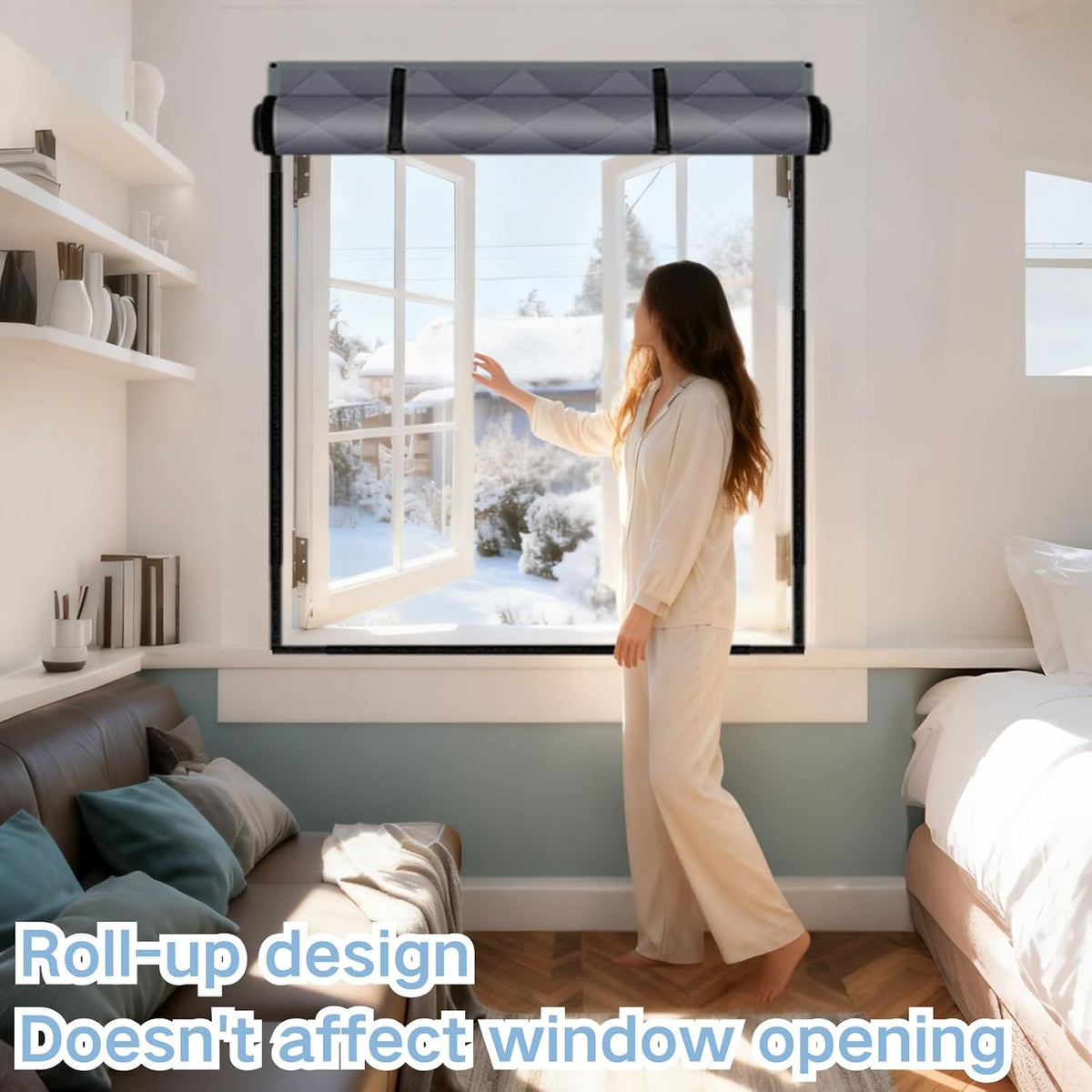 Window Insulation Kit For Window, 3 Laye Thicken Insulated Window Cover, Window Insulation Film With Clear Window, For Winterizing Keeping Home Warm(Gray,75x98in/191x249cm)