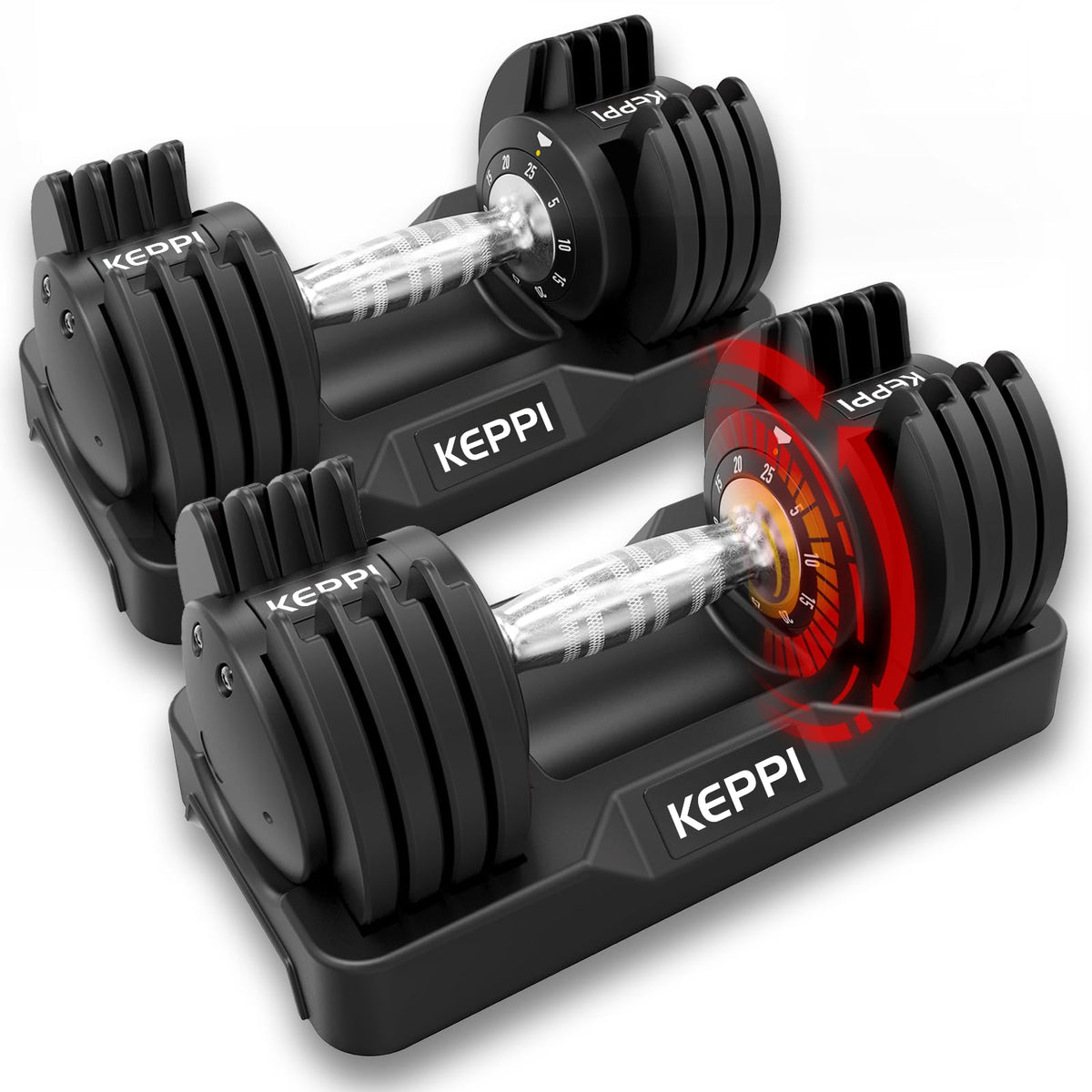 Keppi Adjustable Dumbbells Set of 2, Quick Adjust Weights for Home