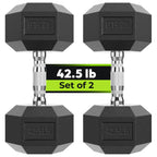 HANDBODE Hex Dumbbell Set of 2, Rubber Encased Fixed Dumbbells, 2.5-65 lb