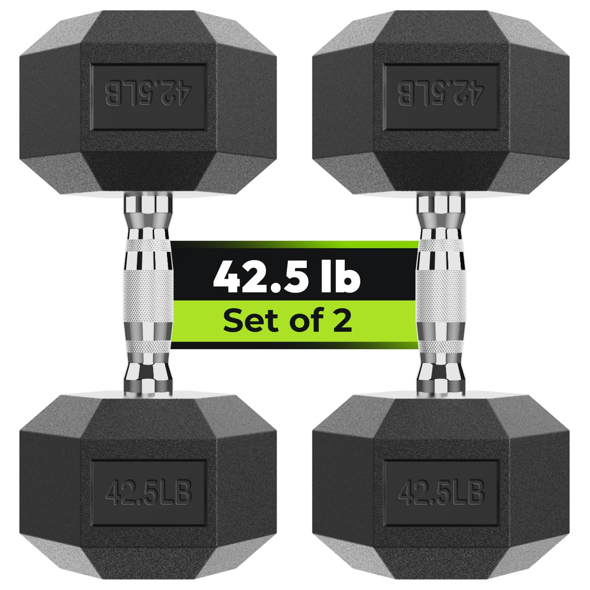 HANDBODE Hex Dumbbell Set of 2, Rubber Encased Fixed Dumbbells, 2.5-65 lb