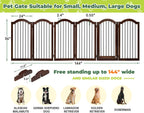 PrimeZone 144" Extra Wide 36" Tall Free Standing Dog Gate Indoor with Door