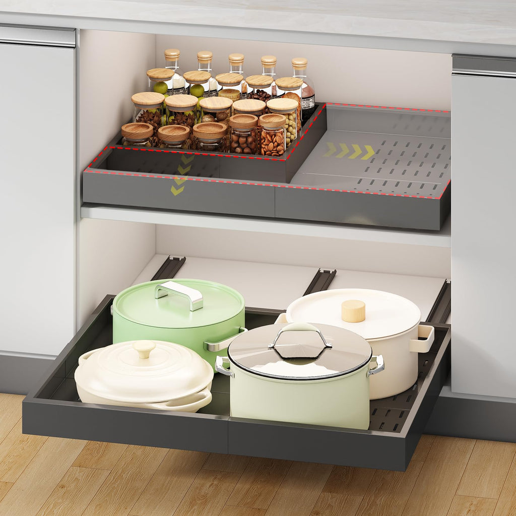Fokyfok Pull Out Cabinet Organizer,23"-31"W,17"-24"D,Expandable,Adhesive