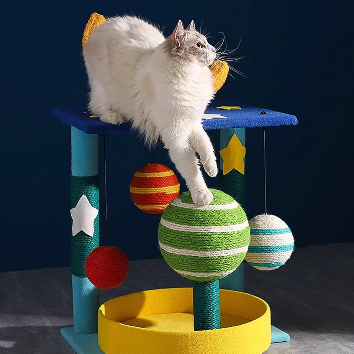 35" Starry Sky Cat Tree Tower, Multi-Layer Bed & House with Space Capsule