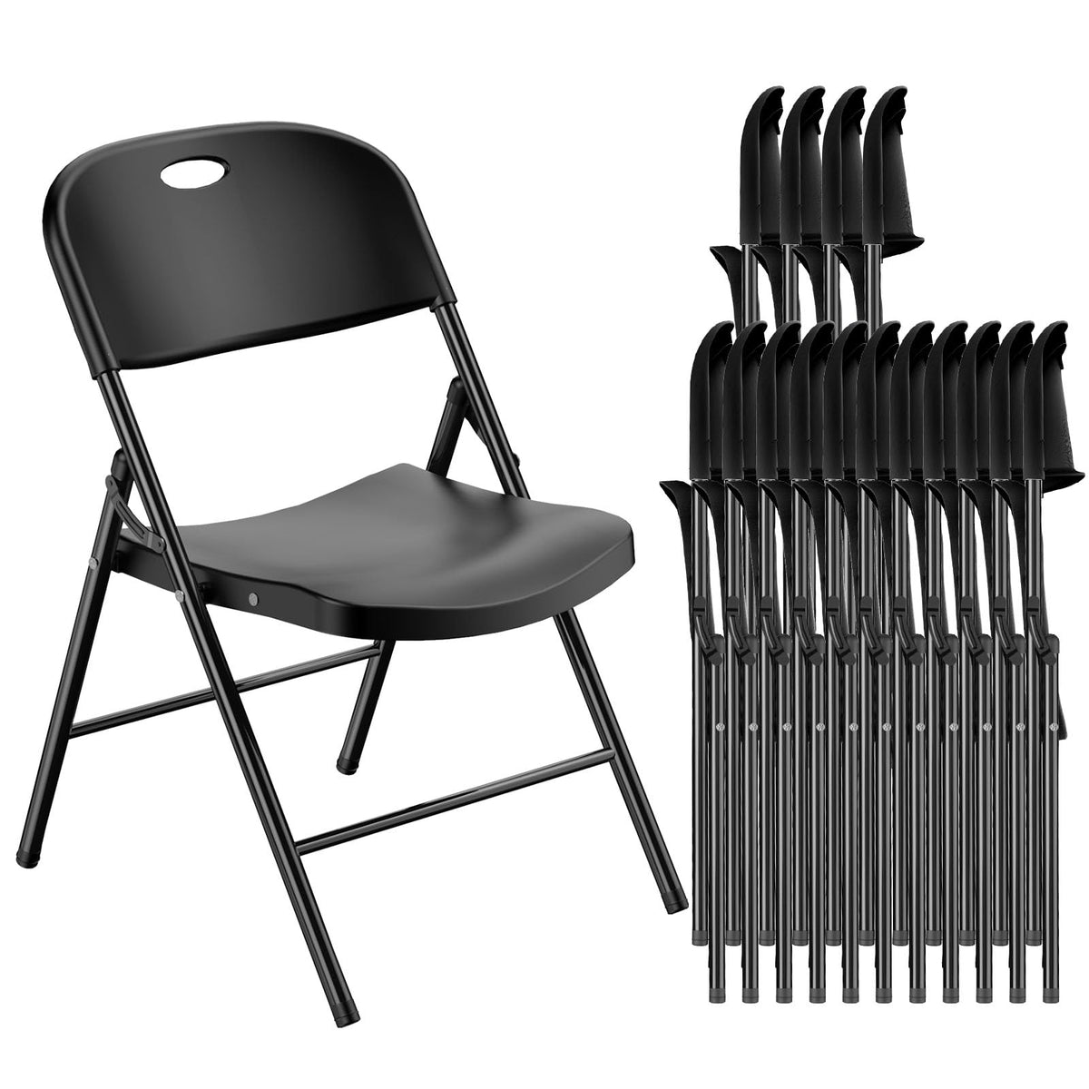 Nazhura 350 Weight Limit Heavy Duty Plastic Folding Chair with Reinforced Steel Frame for Indoor and Outdoor, Wedding, Party, Restaurant, Meeting Room, Patio and Garden