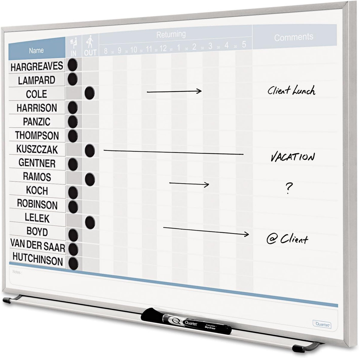 Quartet QRT33704 - Horizontal Matrix Employee Tracking Board