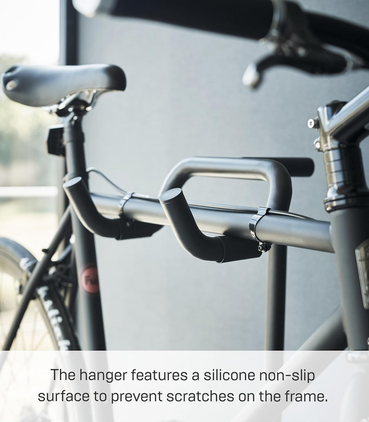 Yamazaki Home Adjustable Bicycle Stand, Anti-Slip Indoor Bike Rack, Black