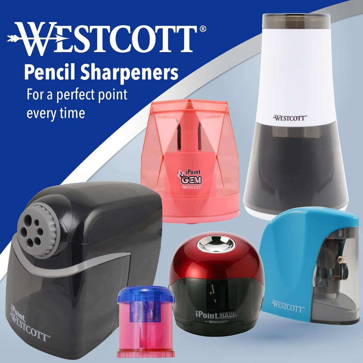 Westcott iPoint Evolution Axis Heavy Duty Electric Pencil Sharpener for Classroom, Black and Silver
