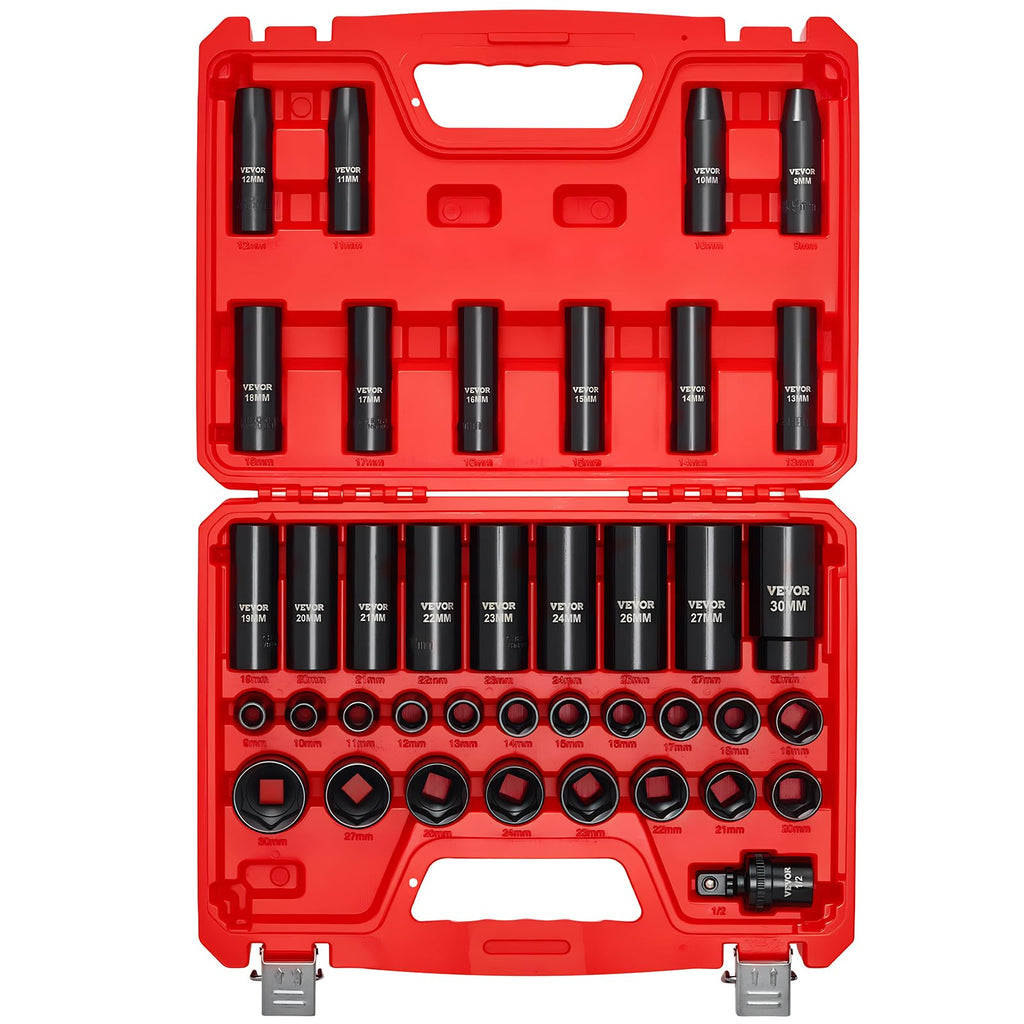 VEVOR 91-Piece 1/2" Drive Impact Socket Set, Deep & Shallow Kit