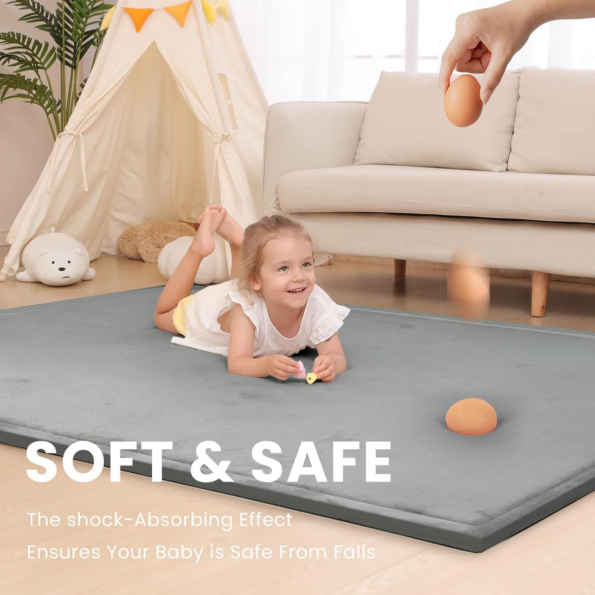 Huloo Sleep Large 1.3" Thick Baby Play Mat for Floor, 79"×59"(Dark Gray)