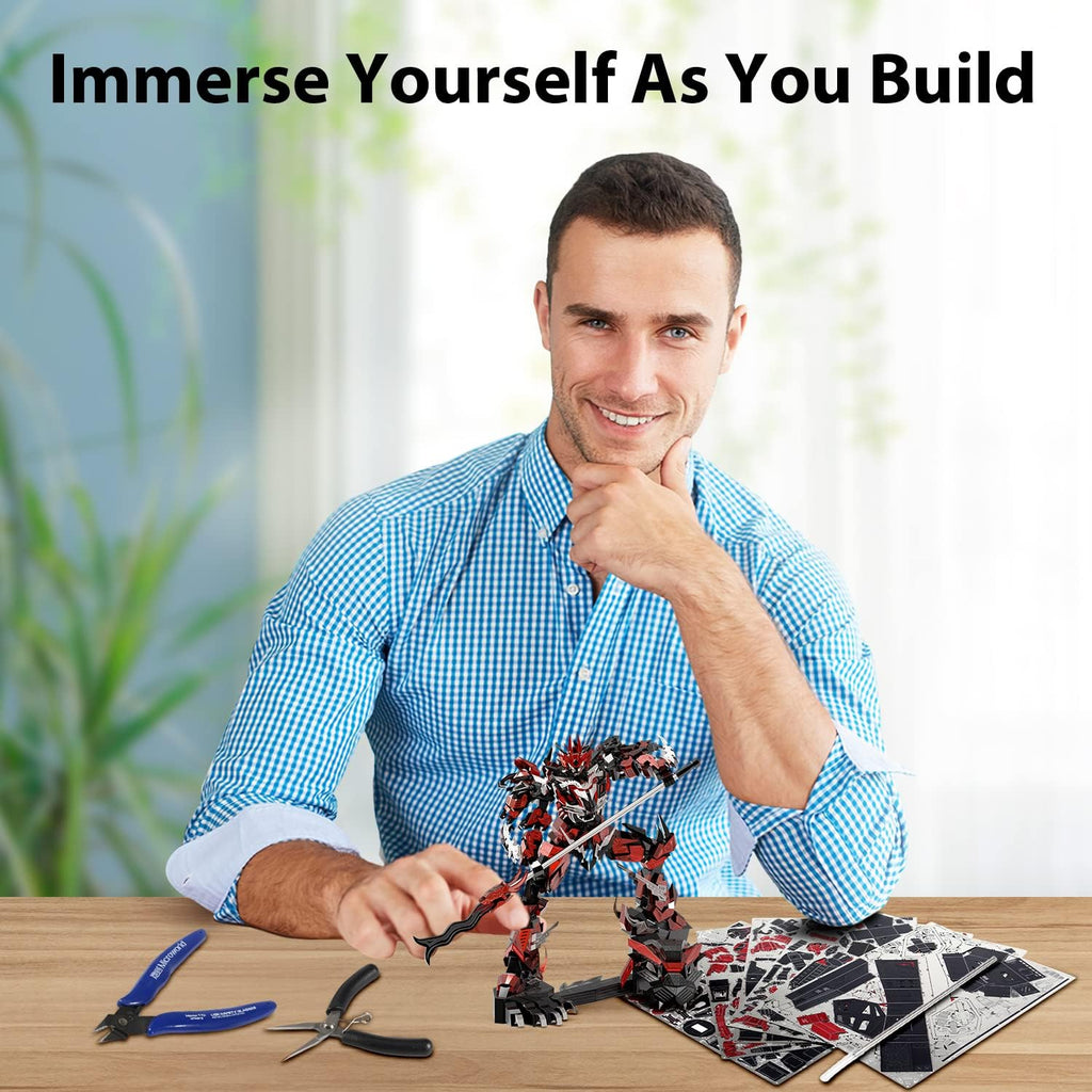 Microworld 3D Metal Puzzle, Famous Chinese Generals Zhang Fei, Mechanical Soldier Challenge Metal Model Kits, Brain Teaser Creative Gifts DIY 3D Puzzles for Adults