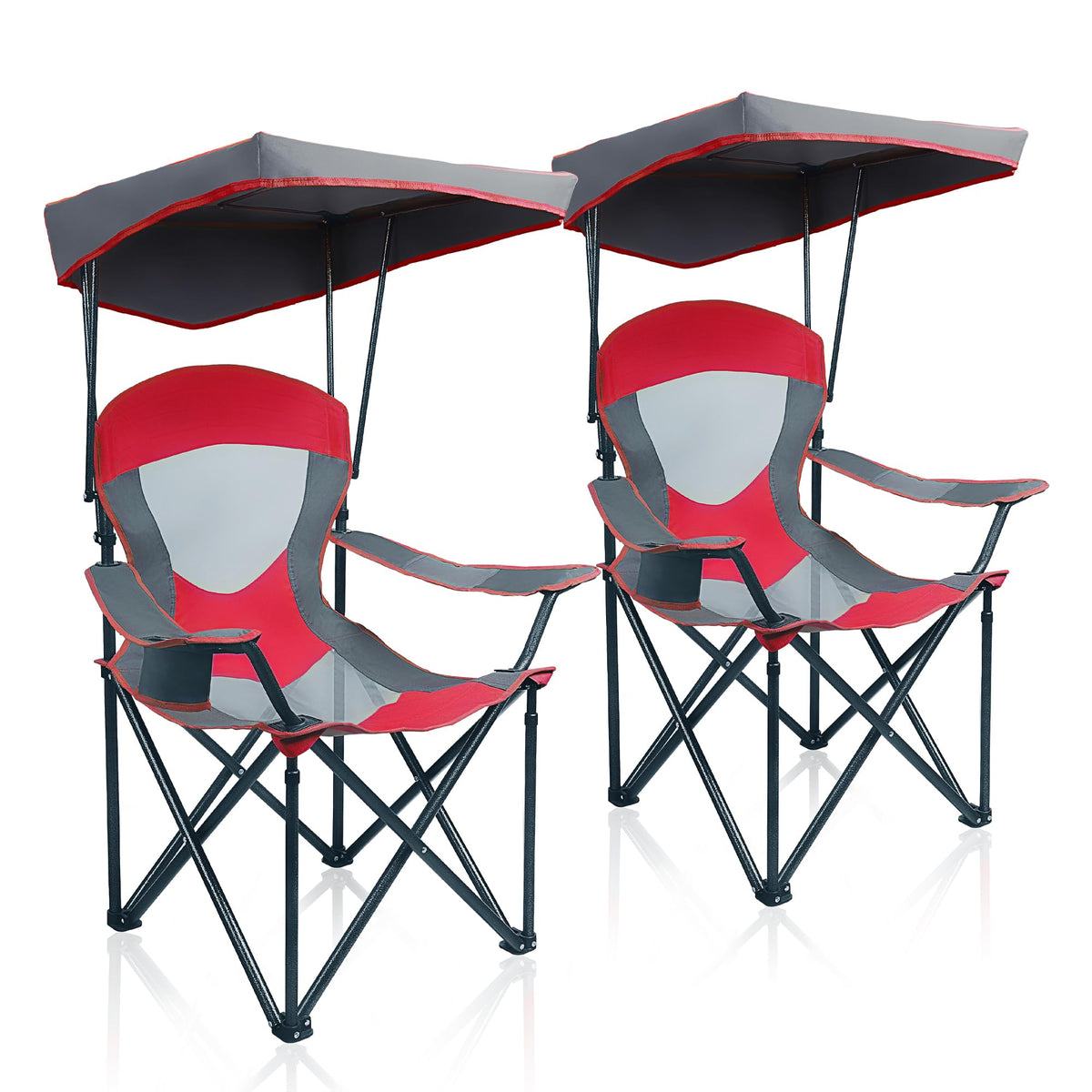 ALPHA CAMP Heavy Duty Canopy Camping Chairs with Adjustable Sunshade,2PC