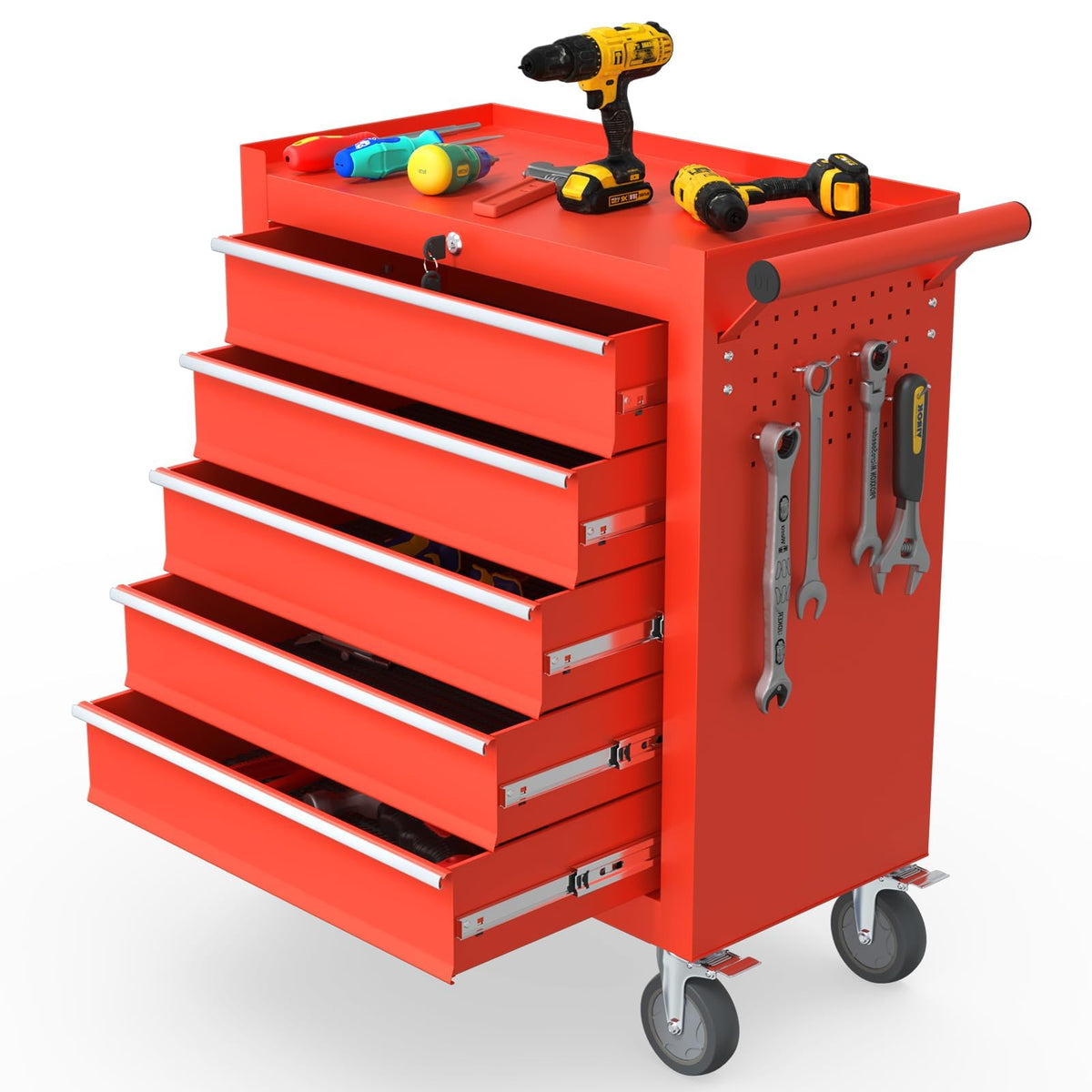 7-Drawer Rolling Tool Chest, Tool Box with 4 Wheels and Drawers, High Capacity Detachable Mobile Tool Storage Cabinet for Garage, Workshop, Mechanics and Repair Room (Black)