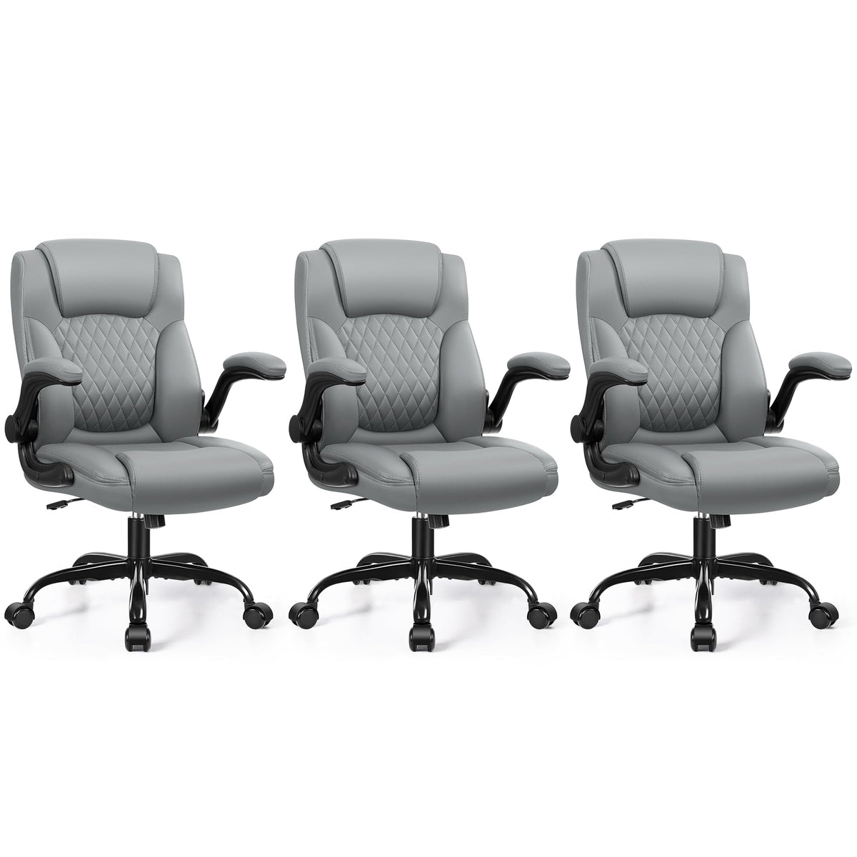 Leather Office Chair, PU Home Computer Desk Chairs with Ergonomic Back Support, 360°Swivel Free，Small Gaming Chair with Wheels and Adjustable Armrests, for Short People Use