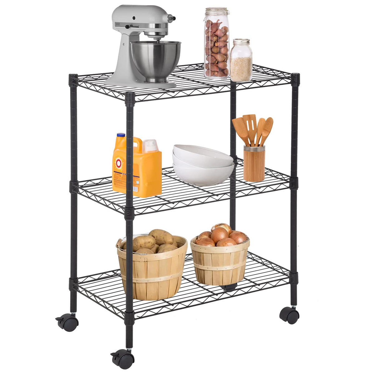FDW | 6-Tier Wire Shelf with Wheels | 45" x 18" x 82" | Chrome