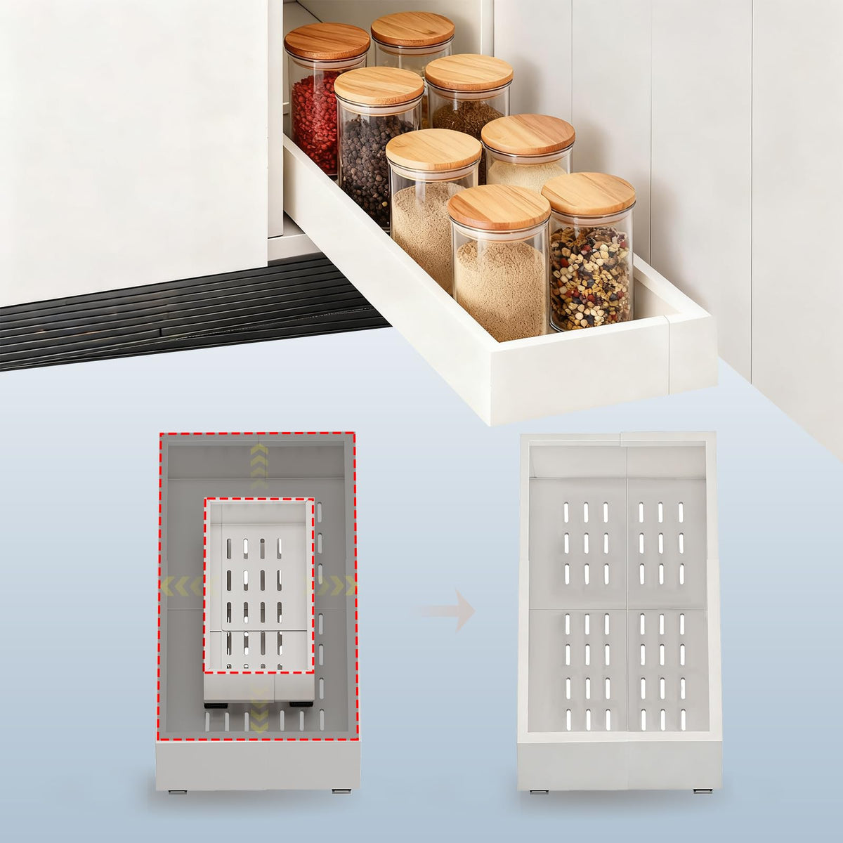 Fokyfok Pull Out Cabinet Organizer,23"-31"W,17"-24"D,Expandable,Adhesive