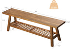 HOKYHOKY Reclaimed Solid Wood Bench-55 Entryway Bench with Storage Shelf