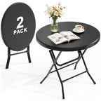 24" Round Folding Table, Plastic Bar Height Tables for Parties Black