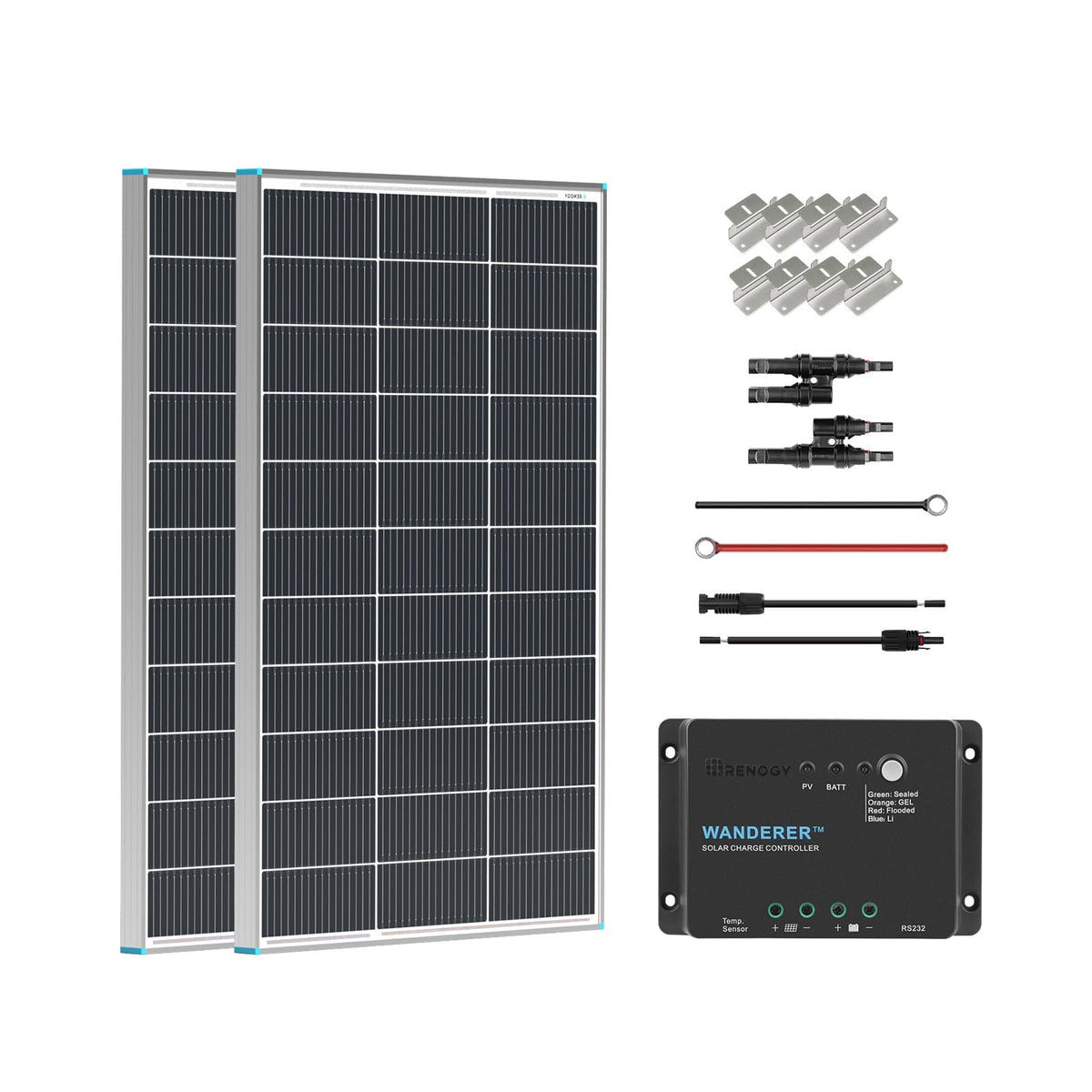 Renogy 200W 12V Monocrystalline Solar Panel Kit + 30A PWM Charge Controller
